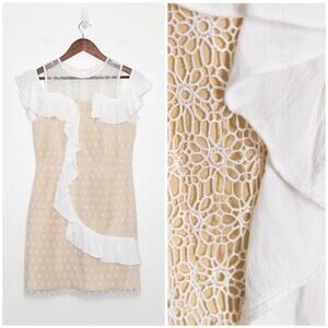 Dark Pink London Crochet Lace Mini Dress Sz 12 White Beach Wedding Summer Grad